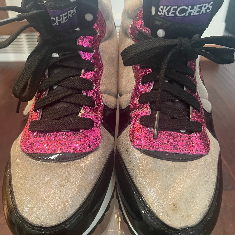 SKECHERS- Retro Black/Pink/Purple Sparkly High Top